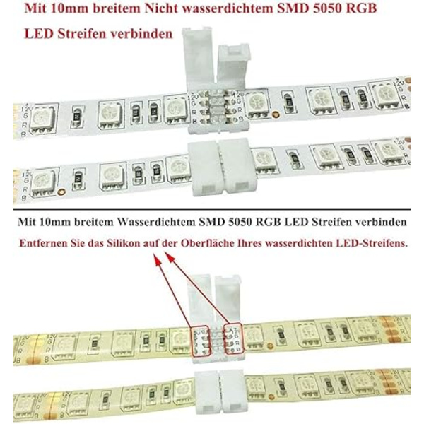 RGB 5050 LED Strip-kontakt 4-polet Hurtigkobling for