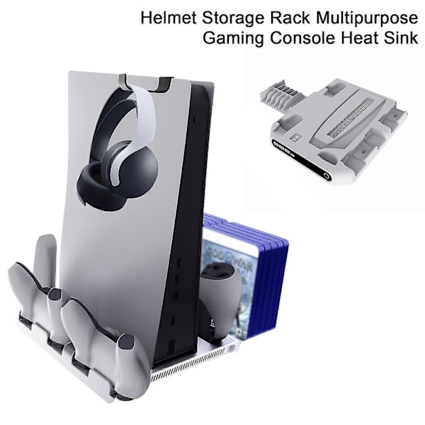 Konsoll Ladestasjon Disk Lagringsstativ 4 Base Multifunksjonell Spillkonsoll Rask Kjølestativ med Headset Krok for PS VR2/PS5