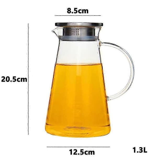 Glas med lock i rostfritt stål för servering av vatten 1,3L
