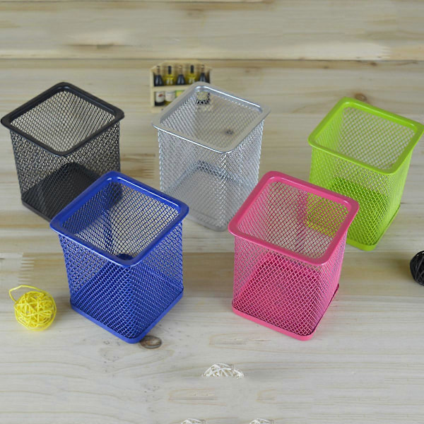 2 stk. Metal Penneholder Firkantet Mesh Blyantholder Container Organizer (Sort)