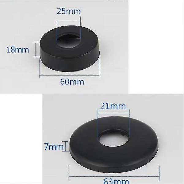 4 Stykker Matt Svart Dusjbatteri Rosett, Rosett i Rustfritt Stål for Kran, Flat Veggmontert Kran Deksel Radiator for 21mm og 25mm Vannrør Vinkel