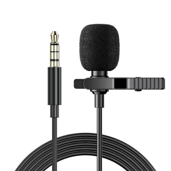 /#/2PCS PC-mikrofon 3,5 mm Jack Audio med klips og lodden vindskjerm 2m Mini Lavalier-mikrofon Intervju Kondensator for Skype iPhone Android/#/