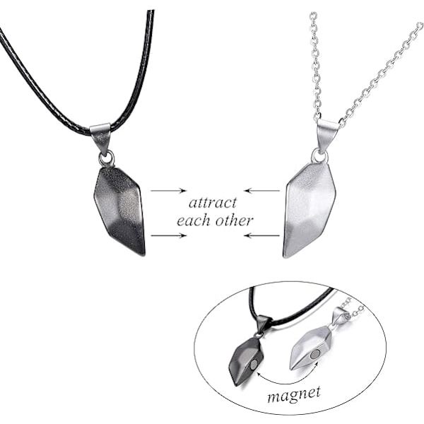 Magneettipari-kaulakoru Erottava Sydänpalapeli-riipus Yin Yang Pe