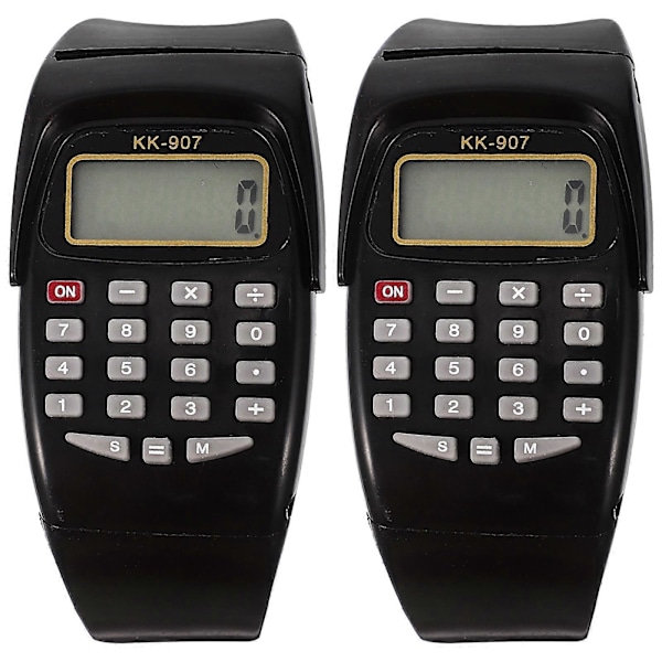 2 st Klockräknare Bärbara Räknarklockor Armbands Geometrisk Operationsklocka Födelsedagspresent till Barn Svart