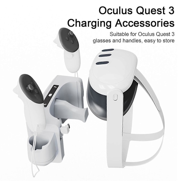 Ladedokk VR Headset Oppbevaringsstativ med Indikatorlys Brukervennlig VR Headset Ladestasjon for Meta Quest 3