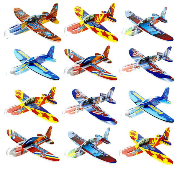 #12 glidflygplan i skum för polystyrenplan - leksaksplan - Perfekt för fester Slumpmässiga färger#