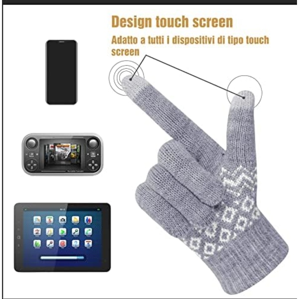 2 Par Damhandskar Vinter Varma Touchscreen-Handskar Stickade S