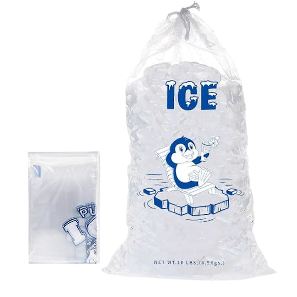 100 STK. Plastik Isposer 8 lb 28 x 46 cm Snørelukning Holdbar Is-pose Opbevaring