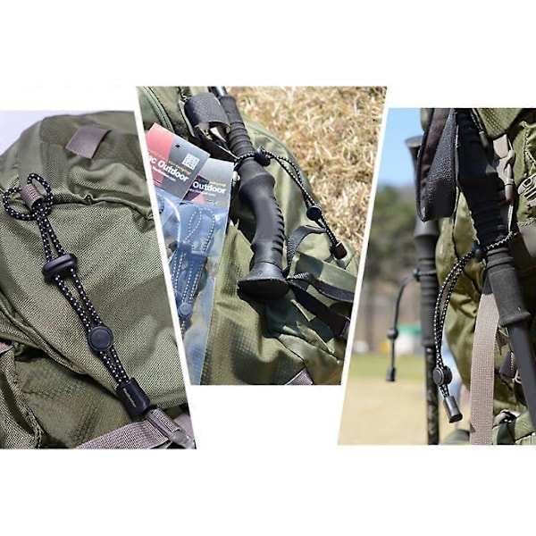4 stk. Sikker Taske Vandrestav Elastik Reb Holder (Sort, 20 cm)