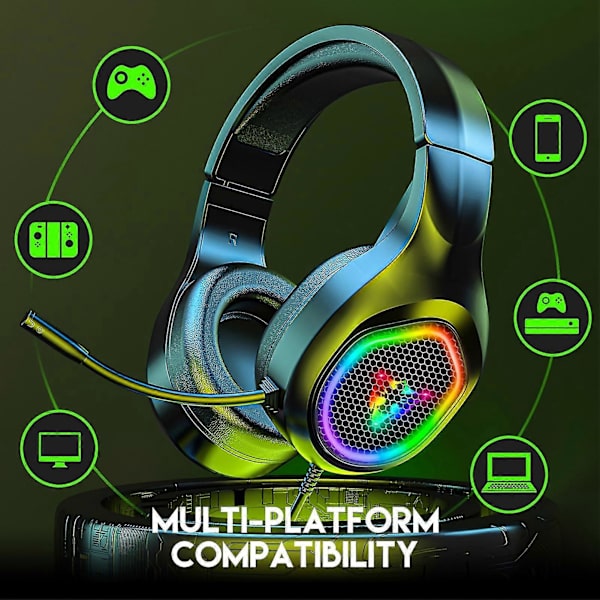 Gaming Hodetelefoner Lav Latens 7.1 Kanal Surroundlyd 360-graders Roterende Støyreduksjon Kablet Headset