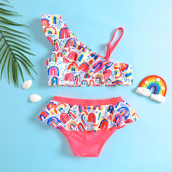 Tweedräktig baddräkt för flicka (h 110cm - färgglad), Bikinisats, be