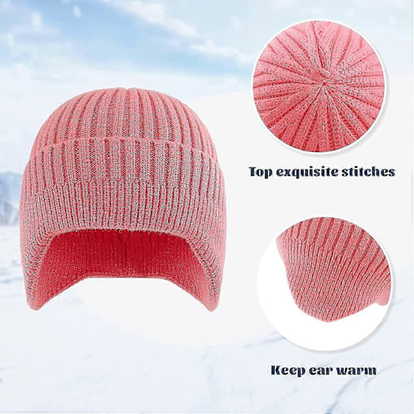 Strikket hue til mænd, øreklap, vinterhuer til kvinder, uldhue til mænd, varm skull cap, slouchy med ørevarmere