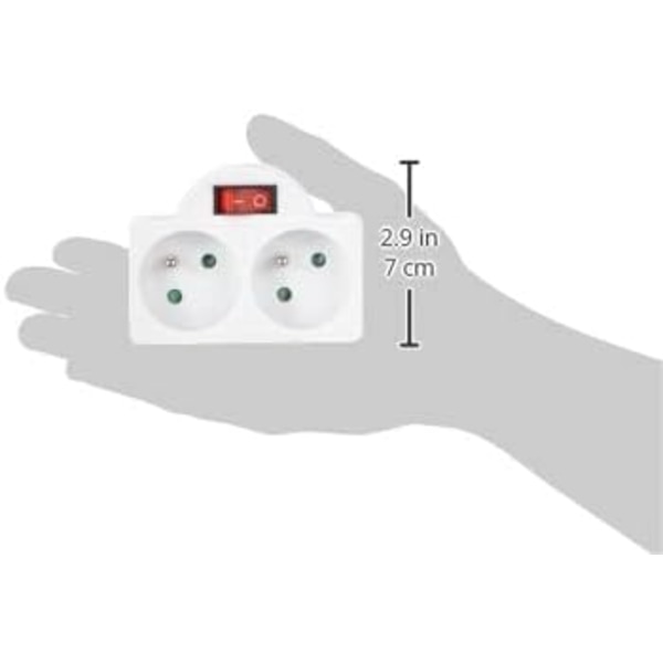 #Hvid Multistikadapter med Afbryder 2 Stikkontakter 16A #