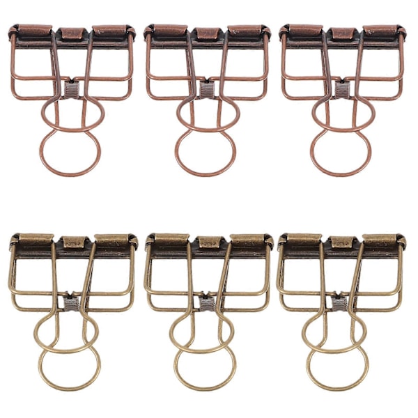 6 stk. Retro Clips Metal Regninger Papirer Organiseringsclips Kontorartikler (Assorteret Farve)