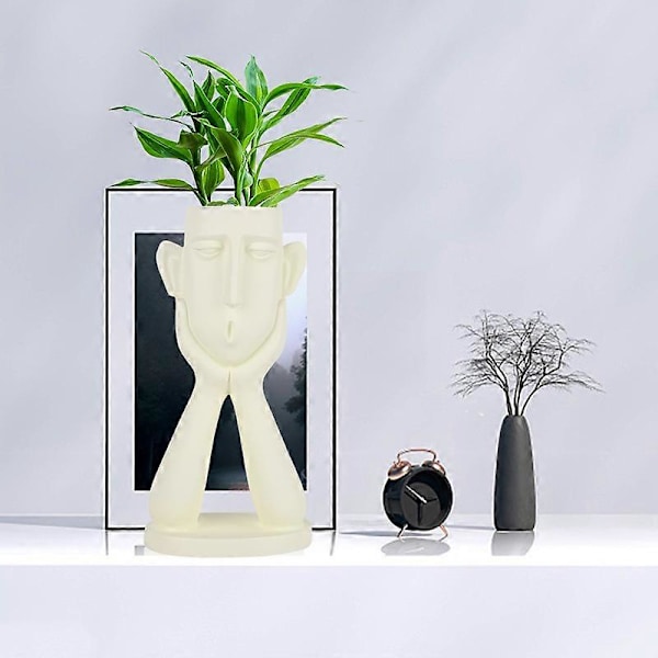 Sukulent Växtkrukor Huvud Byst Skulptur Staty Vas Resin Figurin