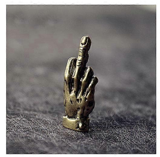 Messing Midtfinger Opp Figur Mini Ornament Liten Skulptur Des