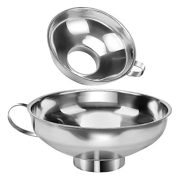 Konserveringsfunnel med bred öppning, salladssås, stor diameter, rostfritt stål, 2 stycken