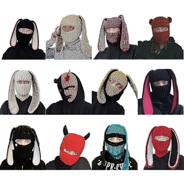 Höst- och vintervarm hatt Långa kaninöron Bekväm vindtät andningsbar Söt kaninhatt Kaninöronhatt Lämplig för Cosplay Vuxen Röd