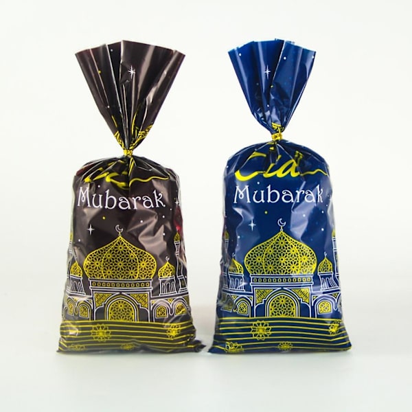 50/100 st Eid Mubarak Presentpåsar med Rep Högtid Nyår Party