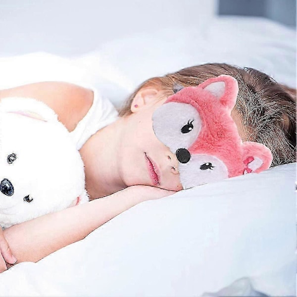 2-pack Söta Djur Sovmask för Flickor Söt Tecknad Räv Älg Mjuk Plysch Ögonbindel Sovmasker Ögonskydd för Kvinnor Flickor Resor Tupplur Nattsömn