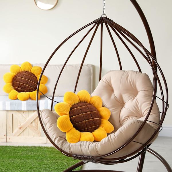 2 stycken 15 tum 3D blomma golv kudde sittkudde matta gul