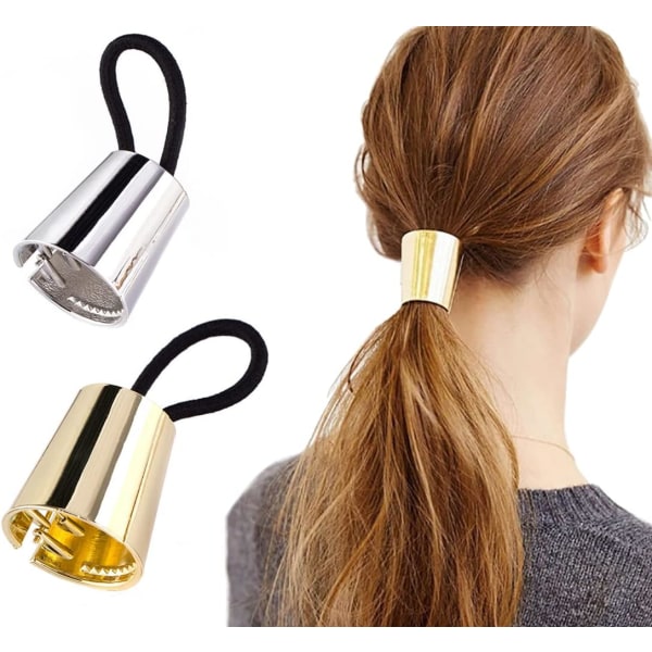 2 stk. Metal Hårmanchet Hårbånd Ponytail Holder Metal Punk Elastik