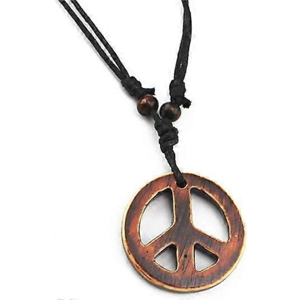 Handgjord Justerbar Kärlek Fredsmärke Hippie Hängsmycke Halsband Vinta