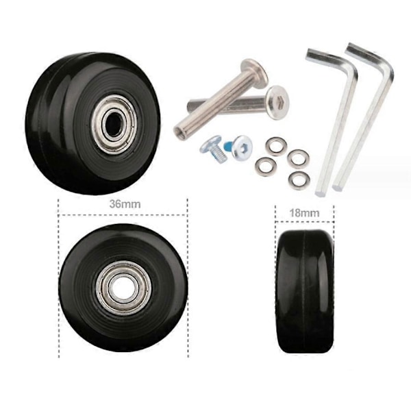 2 kpl Matkalaukun Pyörät, Sopivat 36 X 18 Mm Matkalaukun Korjaussarjaan, Matkatavarapyörän Äänetön Pyörivä Kumihuolto Pyörän Pyörät Pyörälaukut