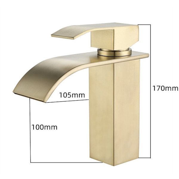 Moderne Guld Vandfald Håndvask Armatur Badeværelse Mixer Hane med Justering
