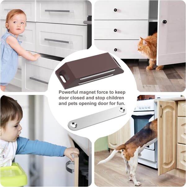 4-pack Magnetiska Dörrlås (Brun) Skåpsdörrsmagneter Lim