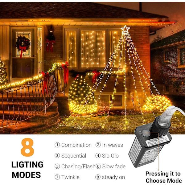 Varmvitt-1our Julbelysning, 317 Led 3 m X 2,7 m Utomhus Juldekorationer Ljus