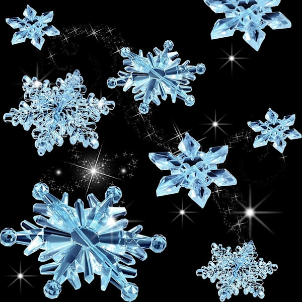35 Stycken Akryl Kristall Snöflingor Ornament Julgran Hänge Gör-det-själv Vinterland Snöflingor Snö Tema Dekoration Klar Ljusblå