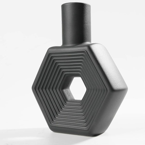 Hexagonformad keramisk vas för modern heminredning, frostad textur