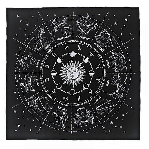 Alterduk Tarotkort Bordsservietter Hekseriutstyr Duk, Zodiak Sirkel Horoskoptegn
