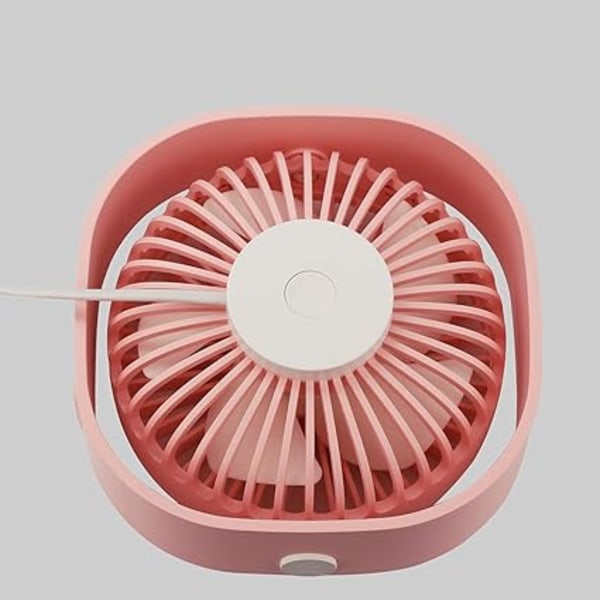 (Pink) Mini Bordventilator USB-Ventilator Lydløs Kraftfuld med 3 Hastigheder og 36