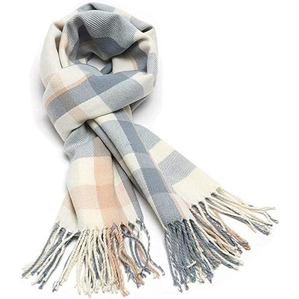 Dam Scarf i Rutiga Mjukt - Pulverblå Vinter Kvinna Varm