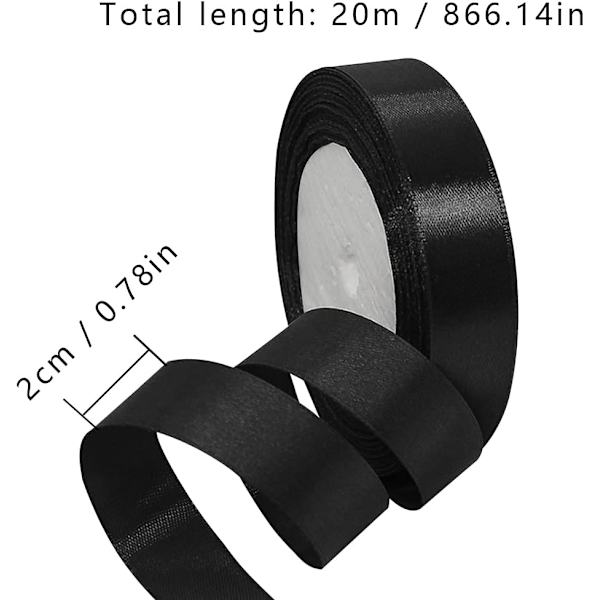 22M 2cm bred satinbånd til jul, bryllup og fødselsdagsgaver