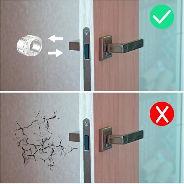 Sett med 8 dørhåndtakbeskyttere, PVC dørhåndtak transparent antikollisjonsmatte, støtfangerring, dørhåndtakbeskytter for å beskytte vegger, dører, vinduer,