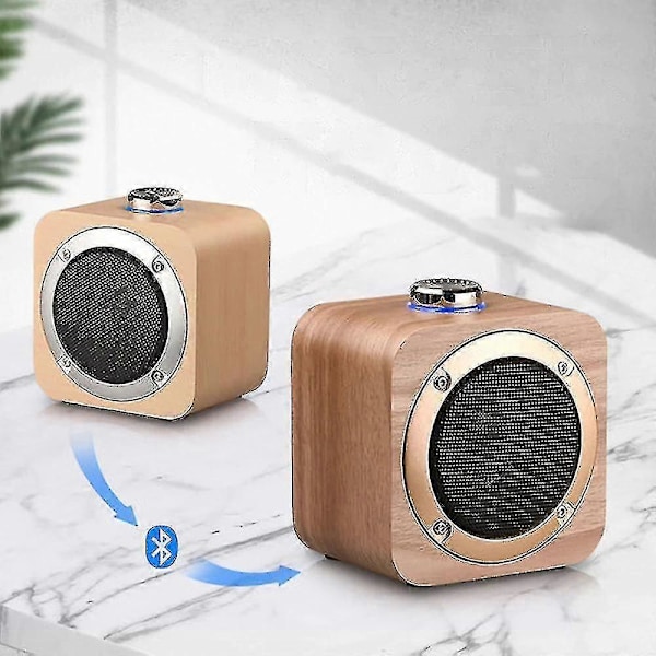 Kannettava Bluetooth-kaiutin langaton basso subwoofer puinen kaiutin musiikkisoitin (pähkinäpuu)