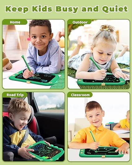Tablett för barn (Grön), Leksaker för 3-åringar, LCD-ritplatta