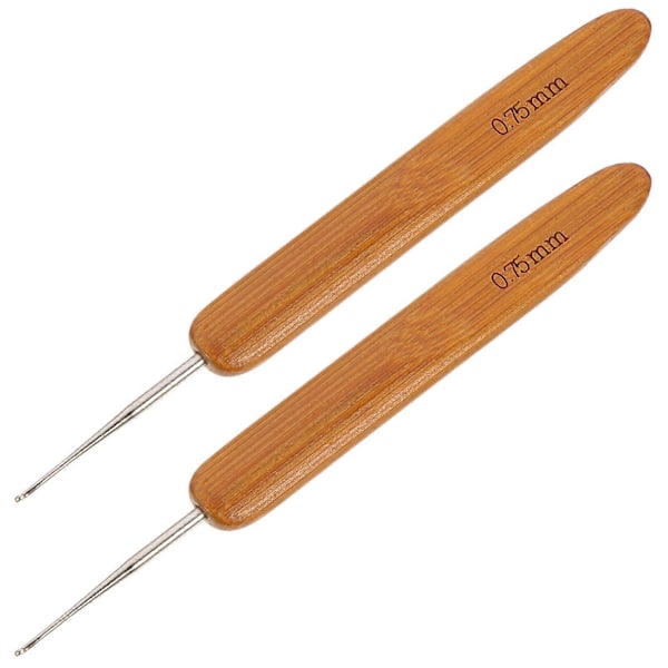 2 st Bambu Stickor Set Karboniserade Enkeländade Virknålar (0,5mm+0,75mm)
