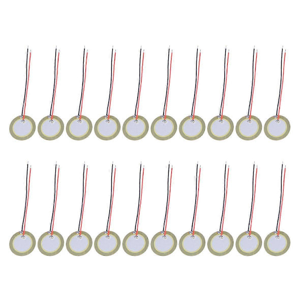 20 stk. 20mm Piezo Disk Membran Elementer Summer Kobberplate Piezoelektriske Keramiske Brikker med Ledninger