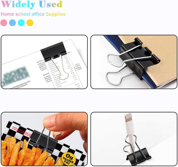 /#/Medium Binder Clips 1Inch Black 72 PCS, Binder Clips 25mm 1/#/
