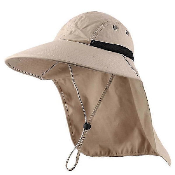 Solhatt för utomhusbruk Anti-UV Skyddande Jakt Hatt med Nackskydd (Khaki)