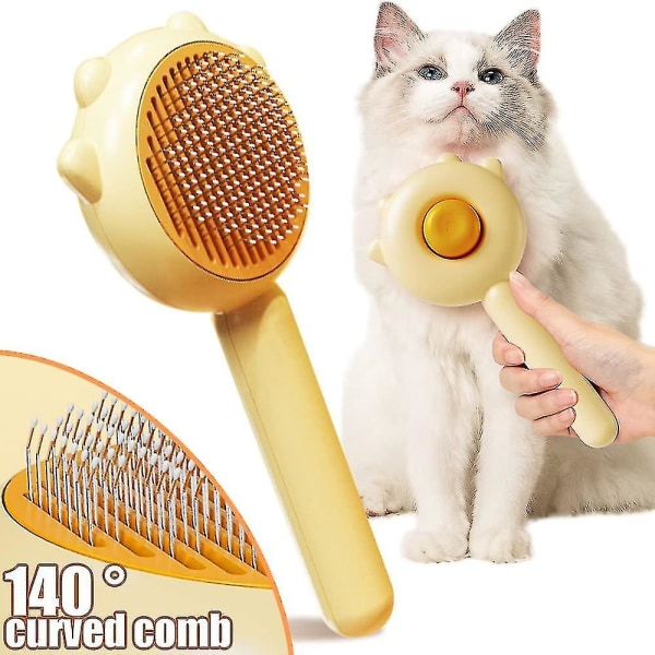 Magic Pet Comb,cat Grooming Brush,Långt eller kort hår Katter Hundar Husdjursmassageborstar, Självrengörande Slicker Comb För Kattunge XindaPurple