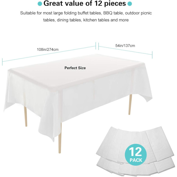 Paket med 1 Genomskinlig Plast Engångsduk 1.37 x 2.74