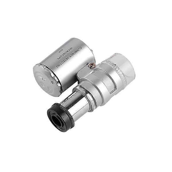 60X Mini Lommemikroskop, Bærbart Lomme Forstørrelsesglas, Mini Metal Mikroskop, Juveler LED Forstørrelsesglas Lampe, med UV-lys til Smykker, Ædelstene