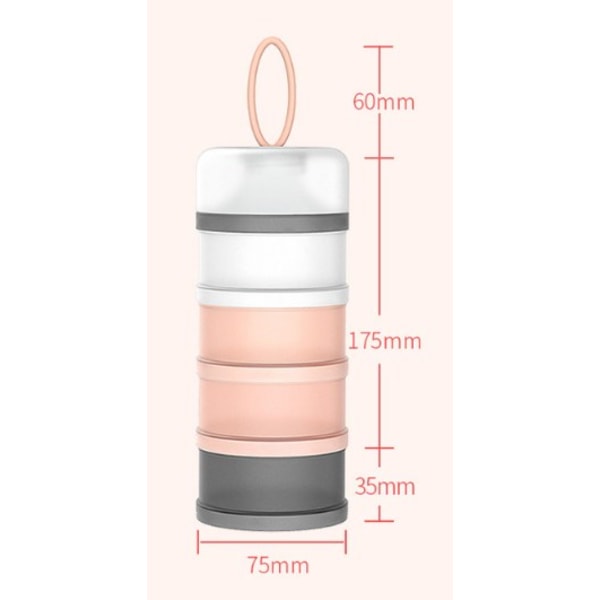 Doseringsboks for rosemelk, med 4 rom og tut