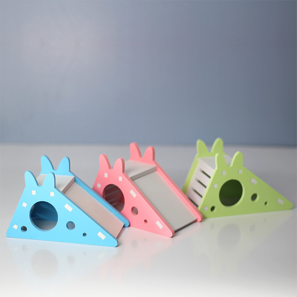 #3 Hamsterhus Træhytte til Lille Kæledyr Naturlig Levested for Hamster Gerbil Rot Chipmunk 3 Farver Pink Blå Grøn#