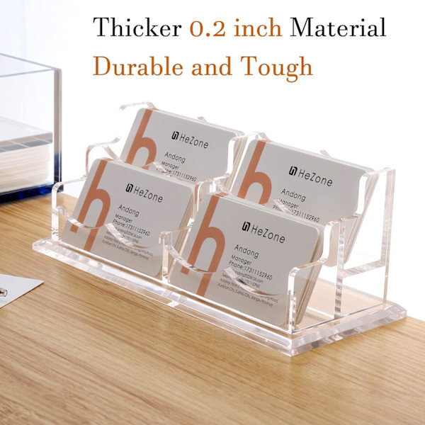 (4 Række-H) Visitkort Holder Display til Skrivebord, Kort Organizer